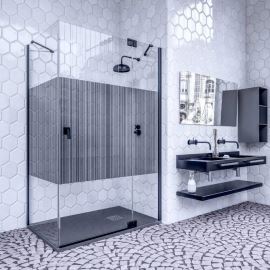 Doccia Surin cabina de dus de colt culoare negru decor bare