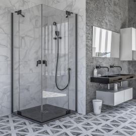 Doccia Brunei cabina de dus de colt culoare neagra 