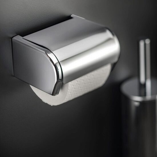 Cosmic Architect Suport hartie igienica cu capac montaj dual inox lucios