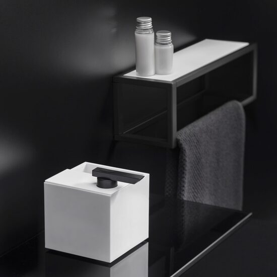 Cosmic The Grid Dozator sapun freestanding + suport periute dinti negru mat