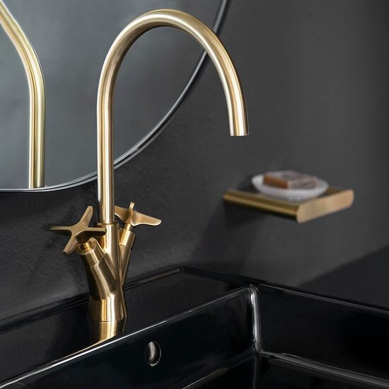 Ramon Soler Adagio baterie lavoar pipa mobila 19 cm auriu periat 