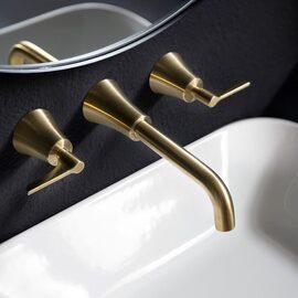 Ramon Soler Adagio baterie lavoar incastrata perete maneta simpla auriu periat 