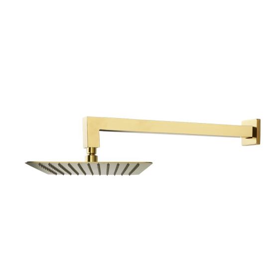 Ramon Soler Hidroterapia palarie dus superslim patrata 250 mm auriu periat cu brat montaj perete