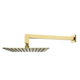 Ramon Soler Hidroterapia palarie dus superslim patrata 300 mm auriu periat cu brat montaj perete 