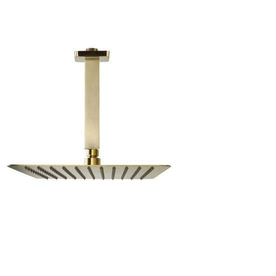 Ramon Soler Hidroterapia palarie dus superslim patrata 300 mm auriu periat cu brat montaj tavan 