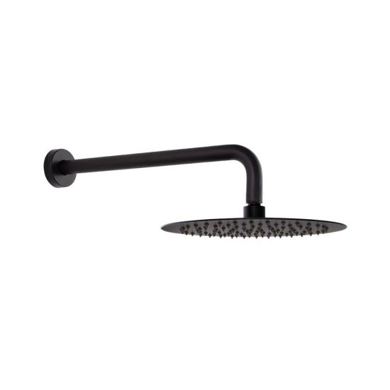 Ramon Soler Hidroterapia palarie de dus superslim rotunda 250 mm cu brat montaj perete negru mat