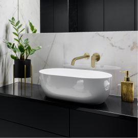 Ramon Soler Alexia baterie lavoar incastrata perete pipa 24 cm auriu periat 