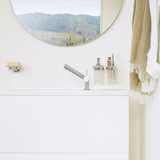 Cosmic Duo Round Dozator sapun sticla perete inox lucios