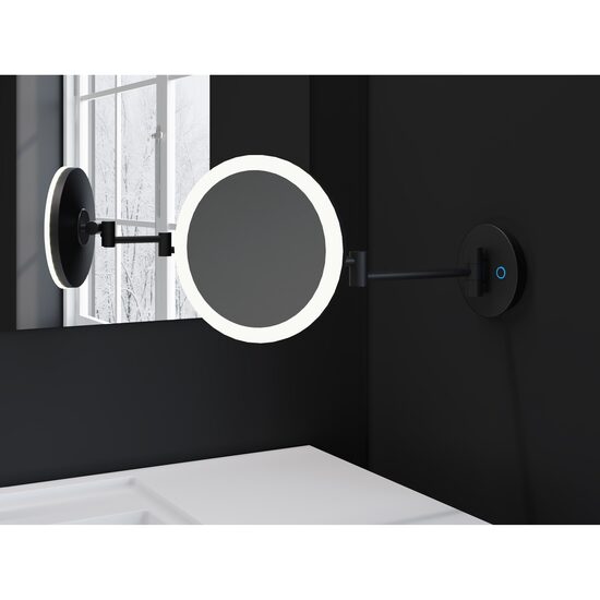Cosmic Essentials Oglinda cosmetica perete LED brat extensibil negru mat