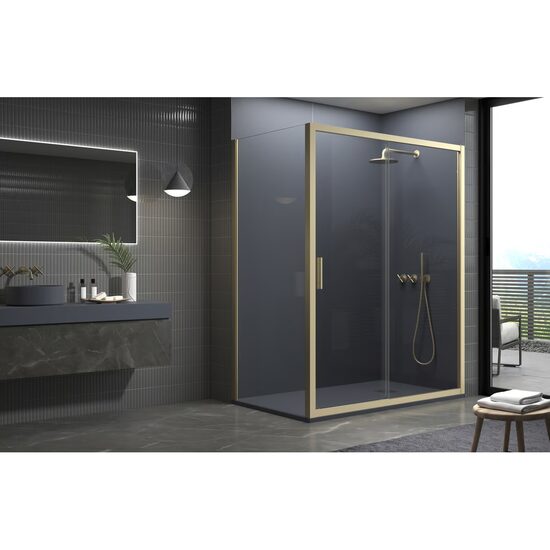 Doccia Abu Dabi cabina de dus frontala auriu sticla transparenta 