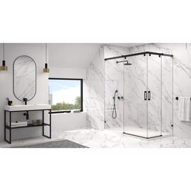 Doccia Bahia cabina de dus frontala negru mat sticla transparenta 