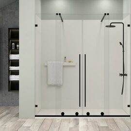 Doccia Medellin cabina de dus frontala negru mat sticla transparenta 