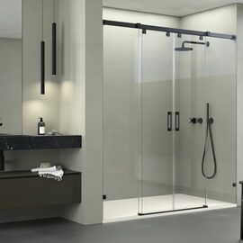 Doccia Nassau cabina de dus frontala culoare negru sticla transparenta 