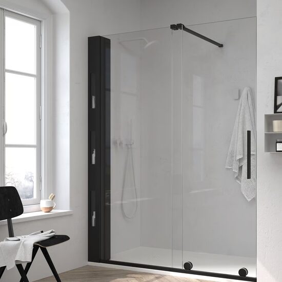 Doccia Nicosia cabina de dus frontala culoare negru sticla transparenta  