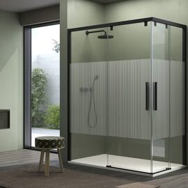 Doccia Parma cabina de dus frontala culoare negru sticla transparenta 