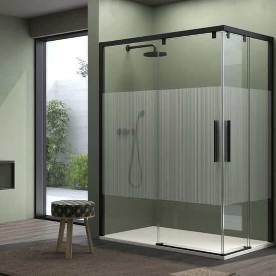 Doccia Parma cabina de dus frontala culoare negru sticla transparenta 