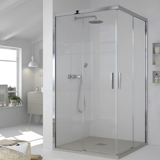 Doccia Quebec cabina de dus frontala crom sticla transparenta 