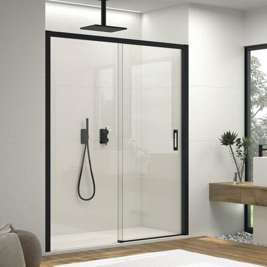 Doccia Sena cabina de dus frontala culoare negru sticla transparenta 