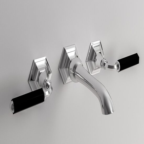 Park Avenue  Dark Black baterie lavoar clasica incastrata perete 3 module crom  