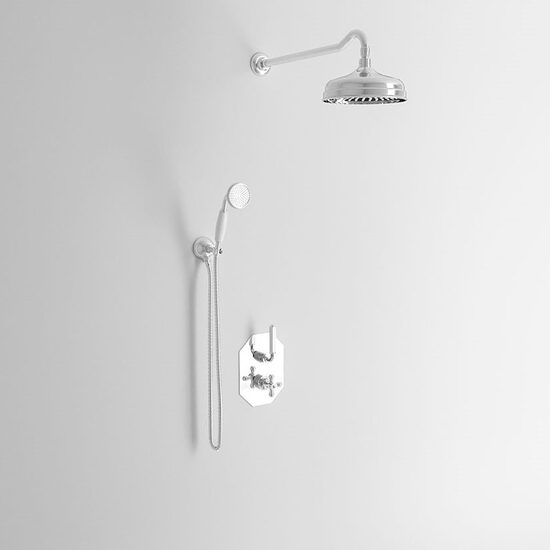 Park Avenue Dark White kit dus incastrat termostatat crom 