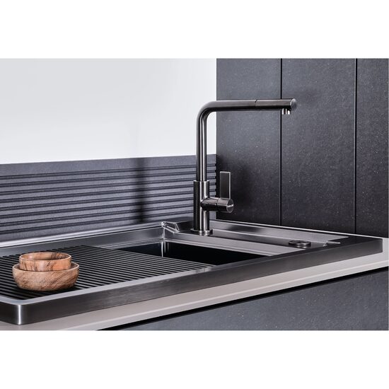 Foster Vela Plus baterie bucatarie 1 jet gun metal satinat 